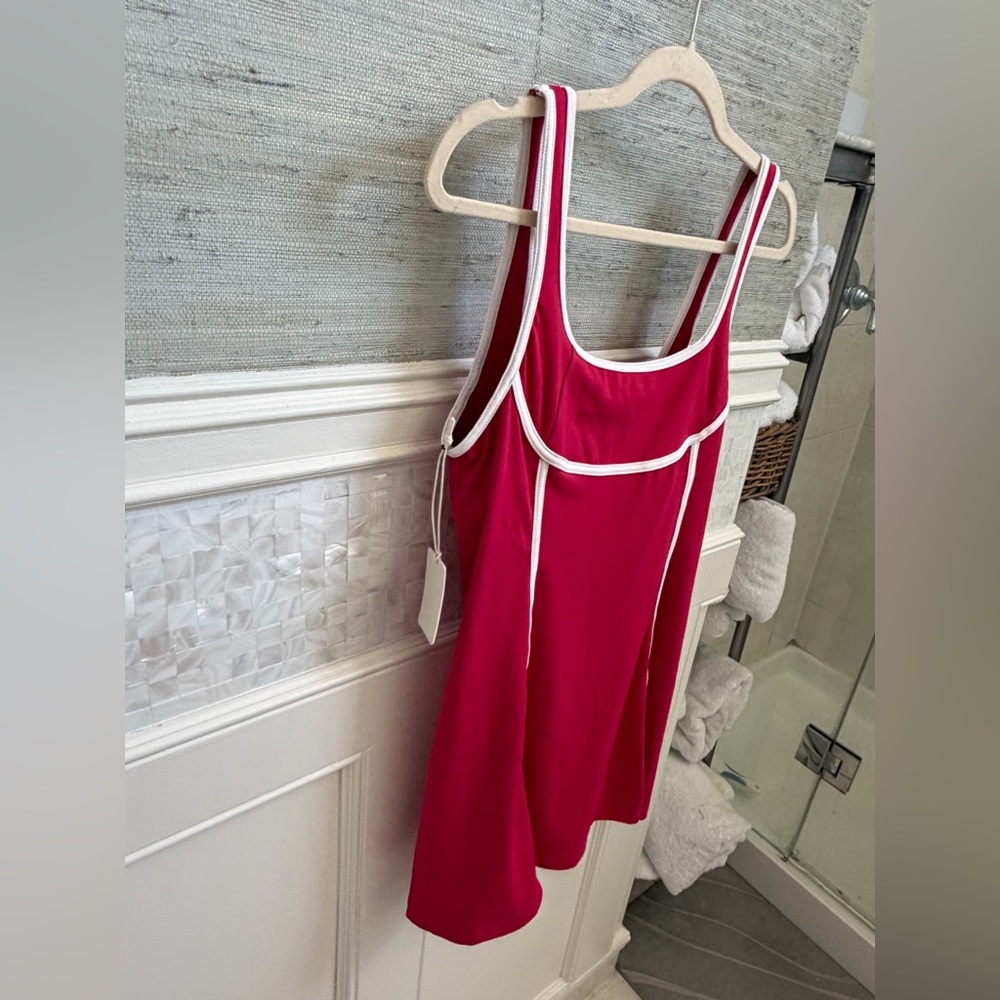 NWT new small Anthropologie daily practice sleeveless piped dress Red shorts - Picture 6 of 13